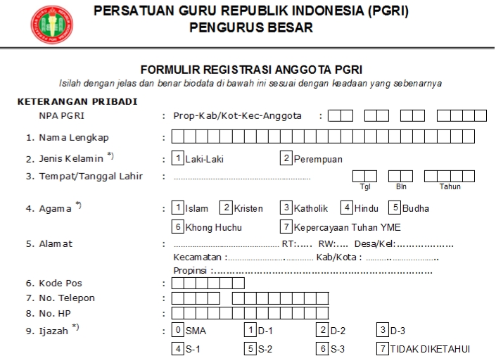 Pendaftaran PGRI Murungraya - Persatuan Guru Republik Indonesia Cabang Murungraya